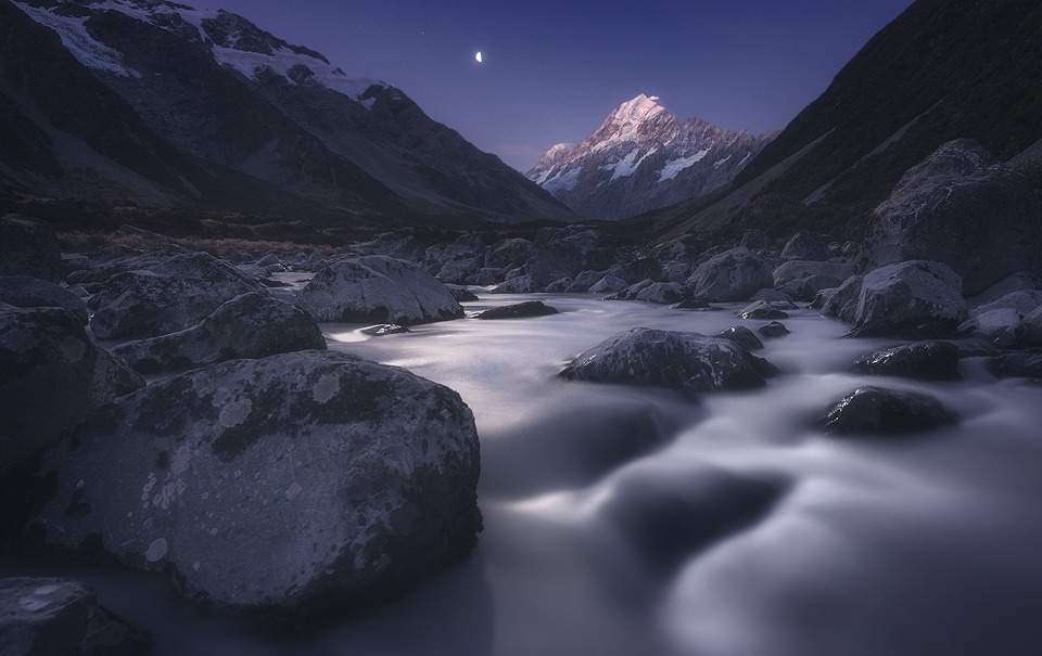 Moon River - Mt. Cook and Hooker Valley at Night