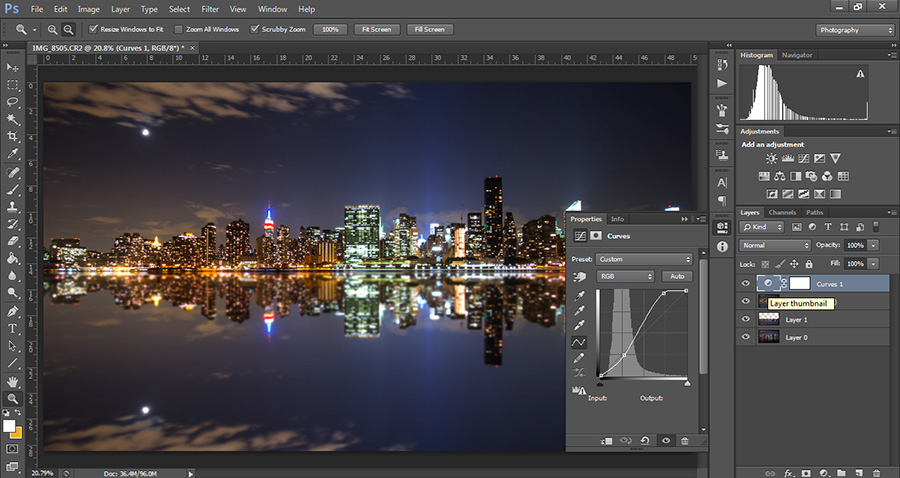 How to create a cityscape reflection in Photoshop